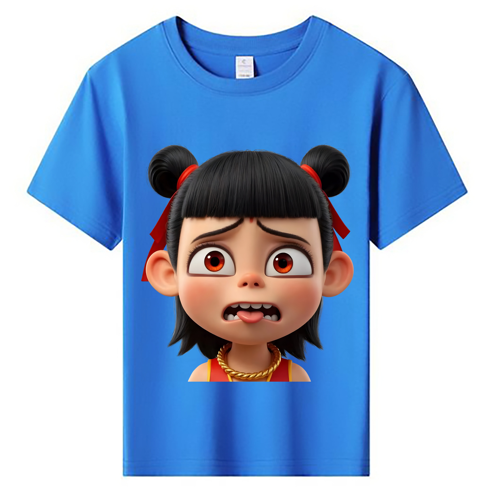 （画像用） Ne Zha 2 ナタ 魔童の大暴れ 綿100％キッズTシャツ（フロントプリント）